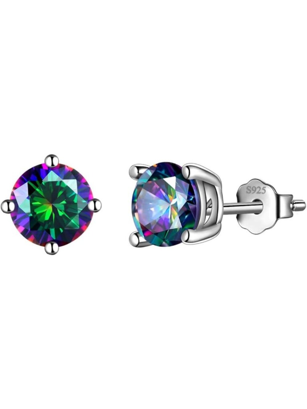 Mystic Topaz Rainbow Stud Earrings for Men & Women | 925 Sterling Silver
